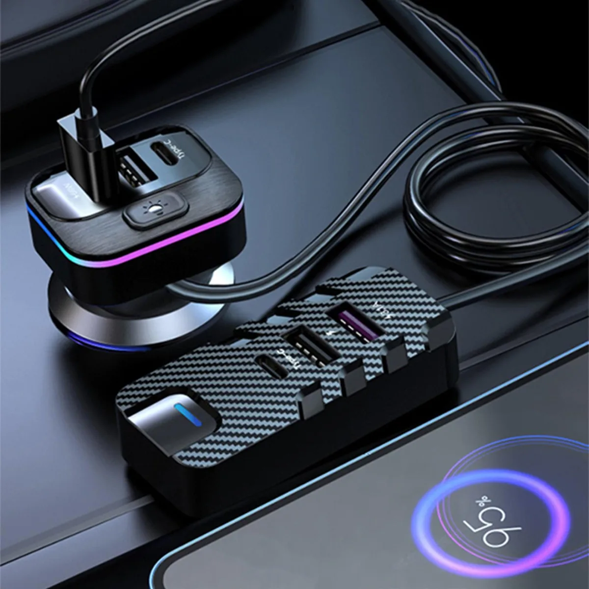 TROPRO TROPRO 66W 6-Port Car Fast Charger 1.5m Extension car electronics accessory — product photo