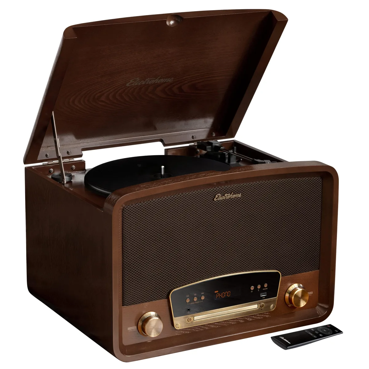 ELECTROHOME ELECTROHOME RR75 Kingston 7-in-1 Turntable Brown — product photo