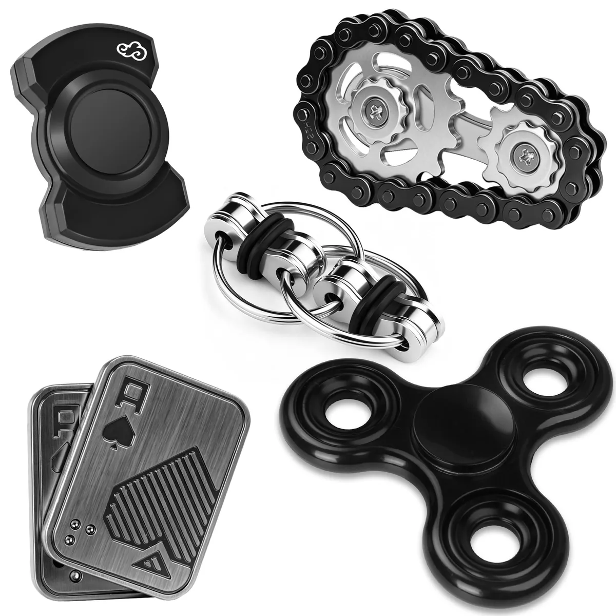  5 Pcs Fidget Toy Set Metal Magnetic Slider Spinner Educational — product photo