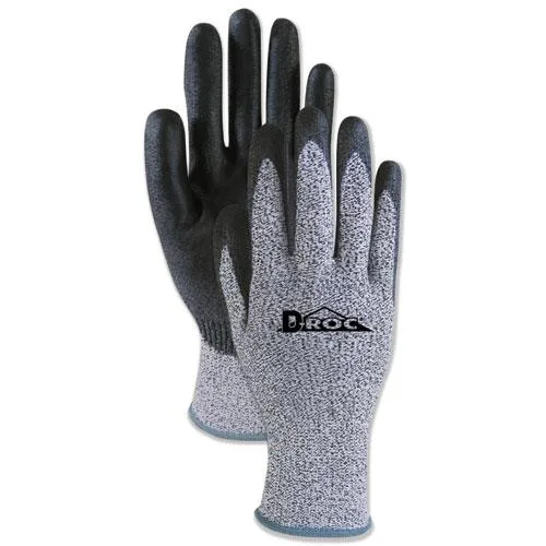 Salt-and-pepper HPPE glove with black palm coating, size 10