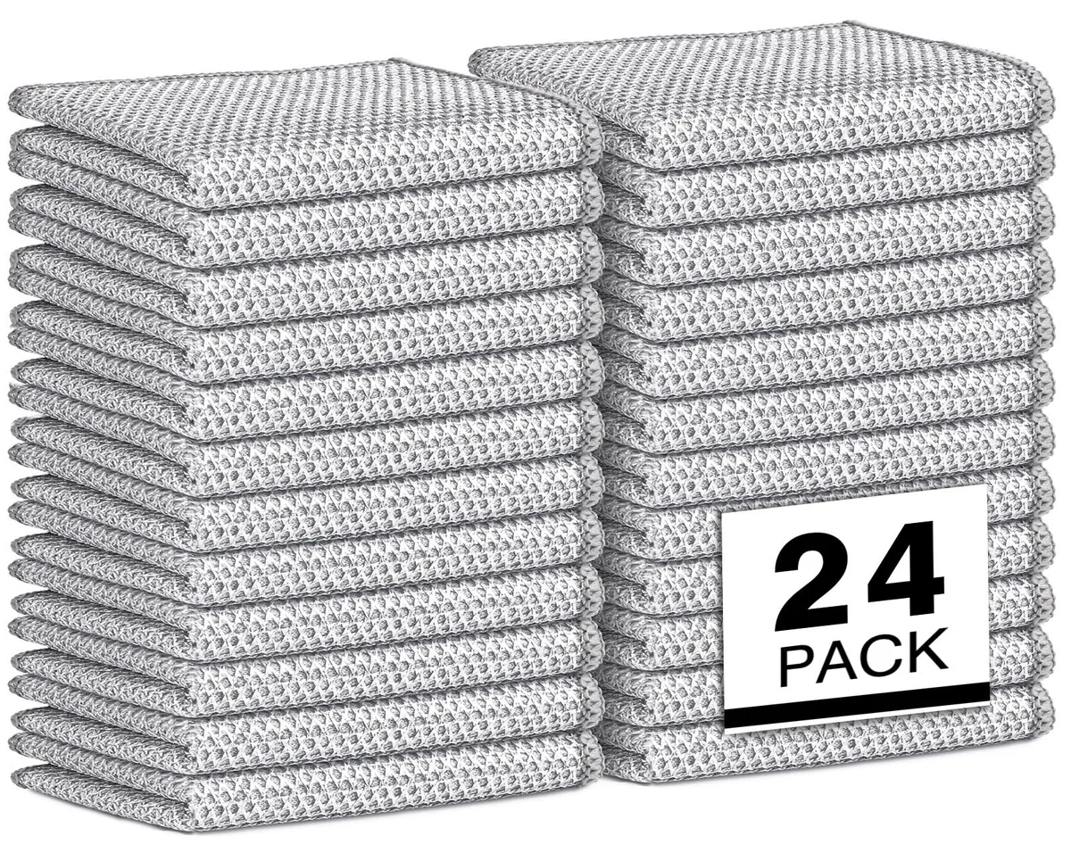 White non-scratch wire dishcloths in 24-pack, 7 by 8 inches, open mesh construction