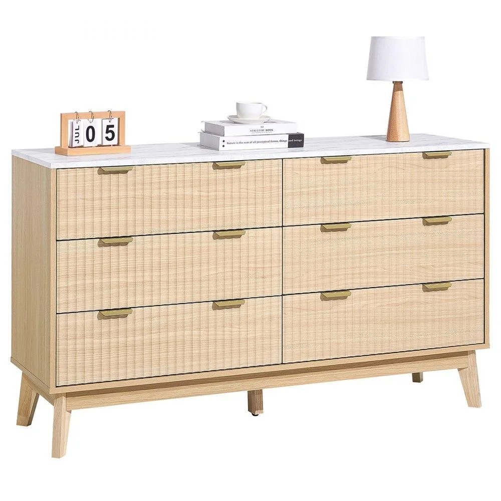 VEVOR VEVOR 6-Drawer Dresser 15.7 x 54 x 32 in Light Wood — product photo