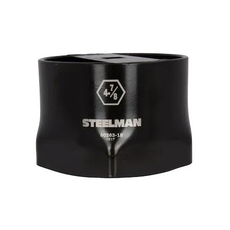 Steelman 60263-18 black powder-coated 6-point locknut socket with laser-etched markings