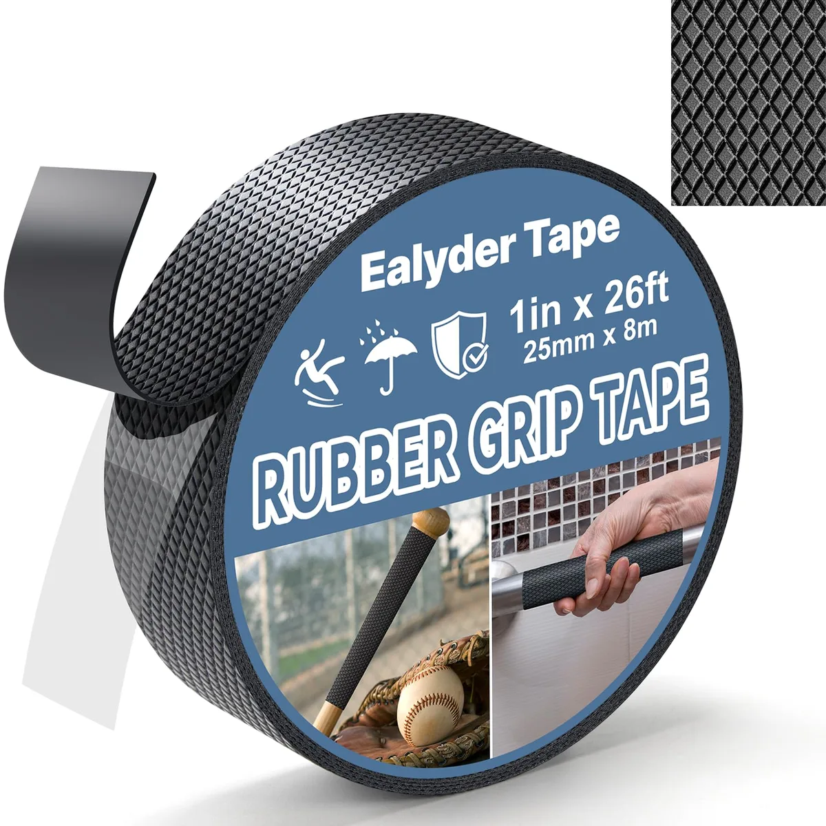  Ealyder Tape 1" x 26FT Black Rubber Grip Tape — product photo