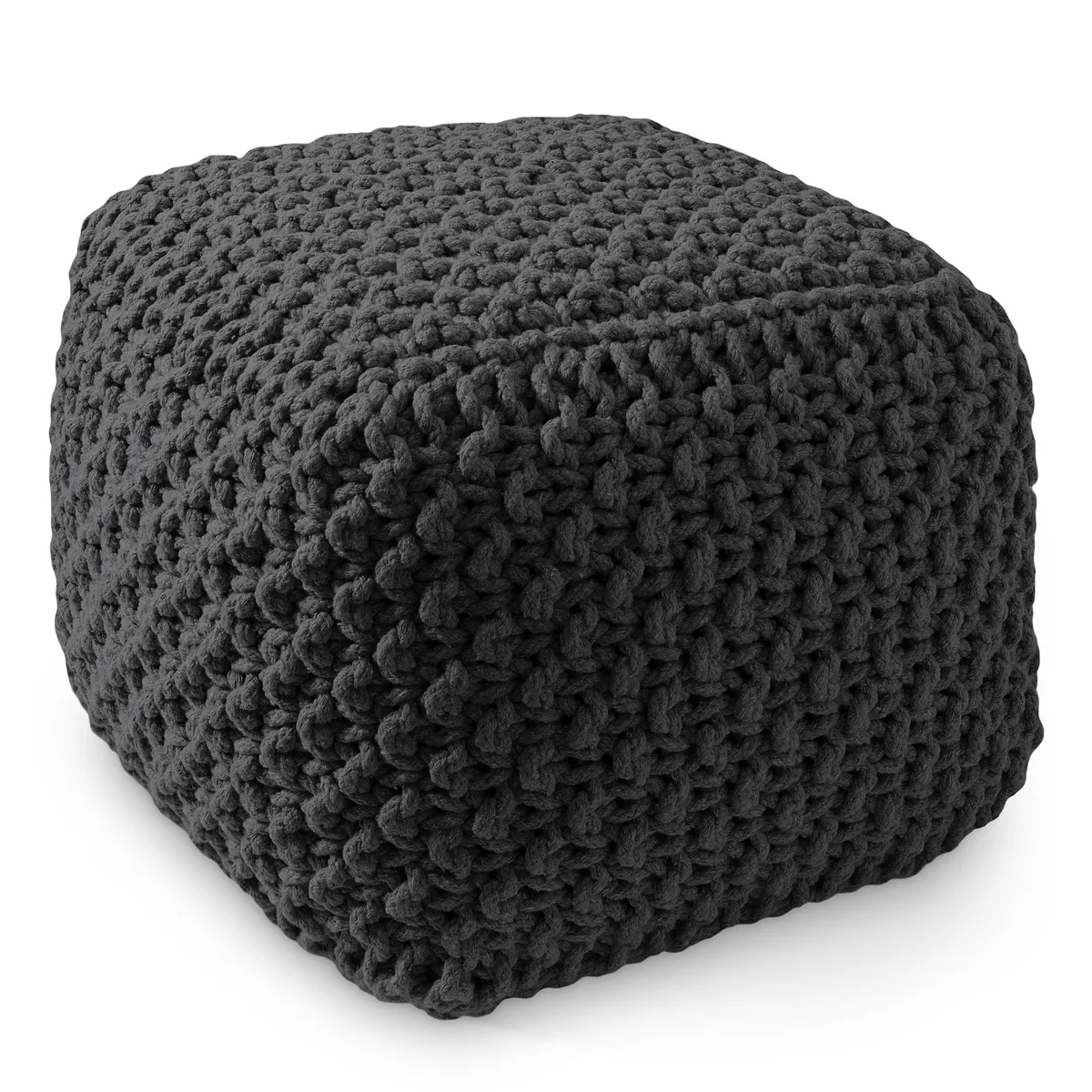 Casafield Casafield Square Pouf Ottoman Black 18.5" W x 18.5" D x 14.5" H — product photo