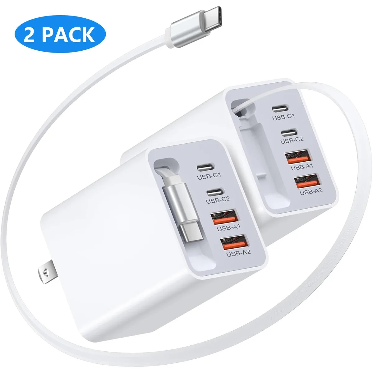 AUTYUE AUTYUE PD5202 40W 5-in-1 USB Charger 2-Pack White — product photo
