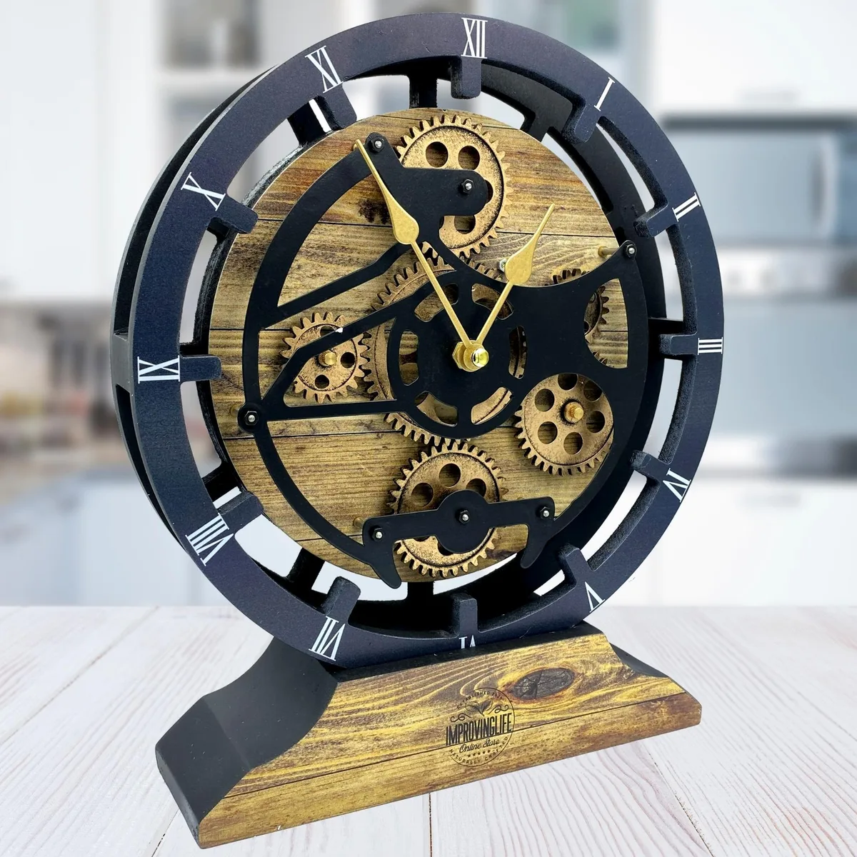 The Gears Clock The Gears Clock CABADA LINE 10 Inch Round Gold Antique clock — product photo