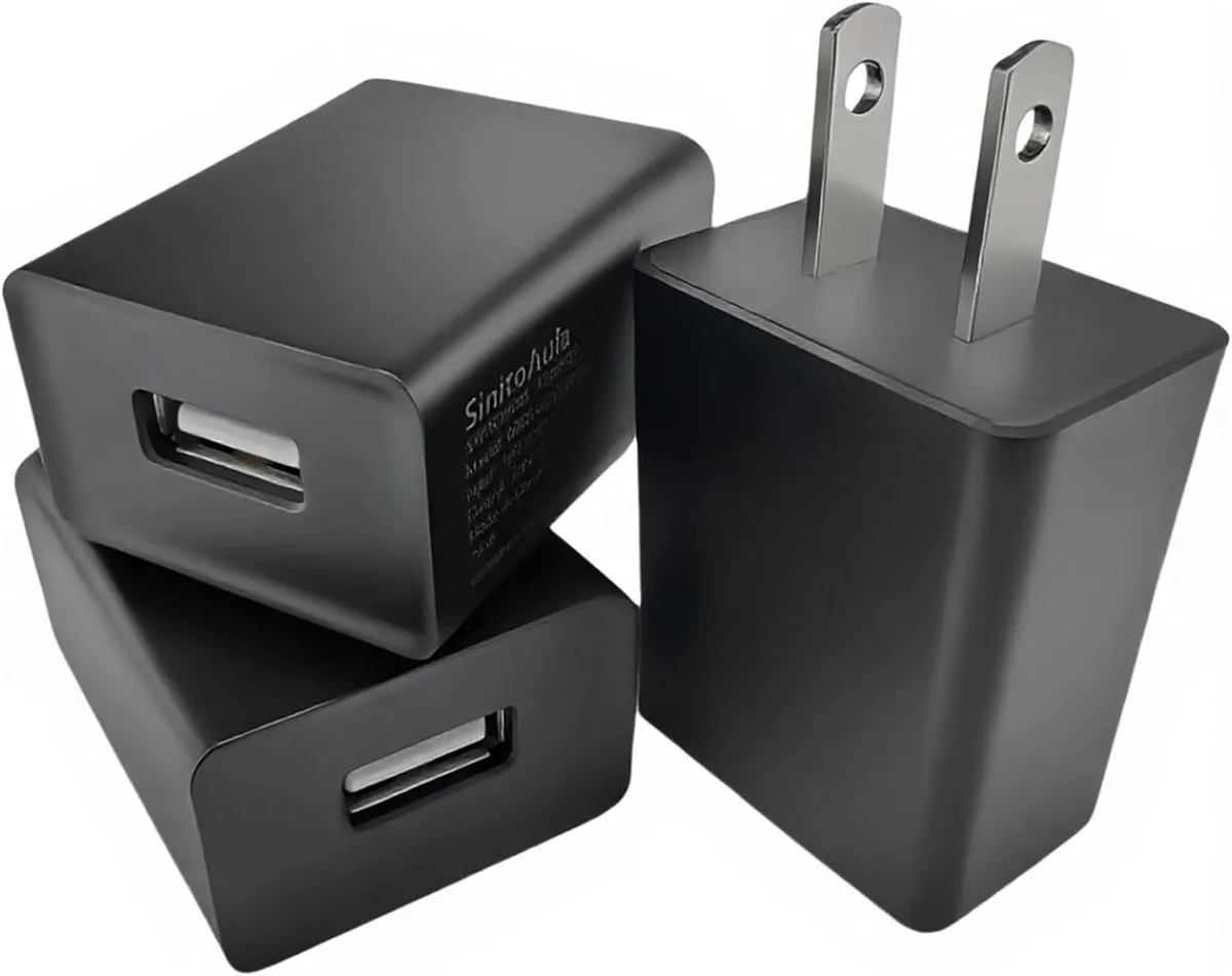 ONITOON ONITOON 5V 1A USB Wall Charger 5W UL Certified Black 3-Pack — product photo