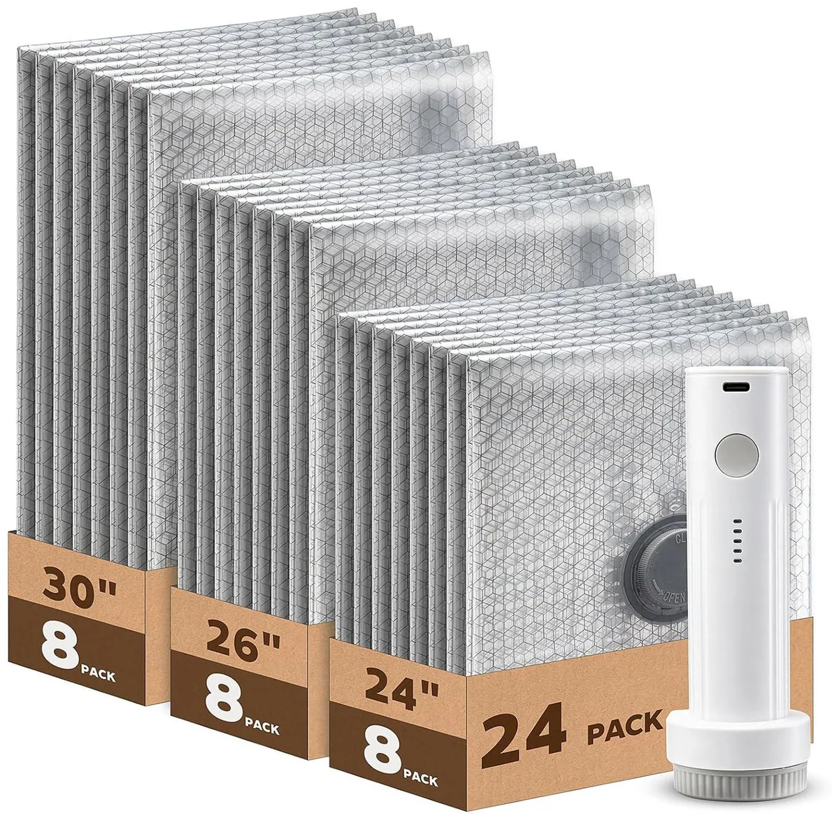  24 Packs Vacuum Storage Bags with Electric Pump — product photo