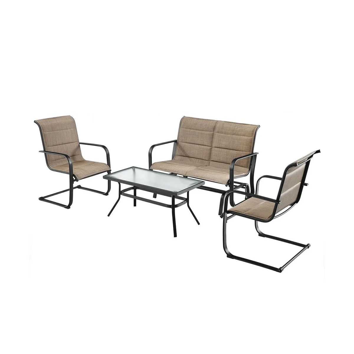 SlickBlue SlickBlue 4-Piece Patio Furniture Set Brown 39.5" Table 27.5" Glider 27.5" Chairs — product photo