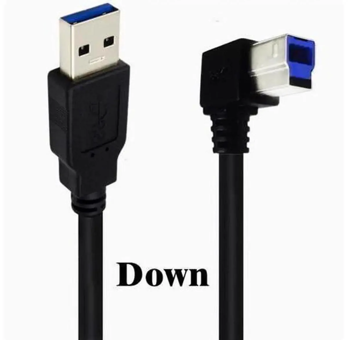 Blue USB 3.0 cable with right-angle Micro-B connector, 1.5 m