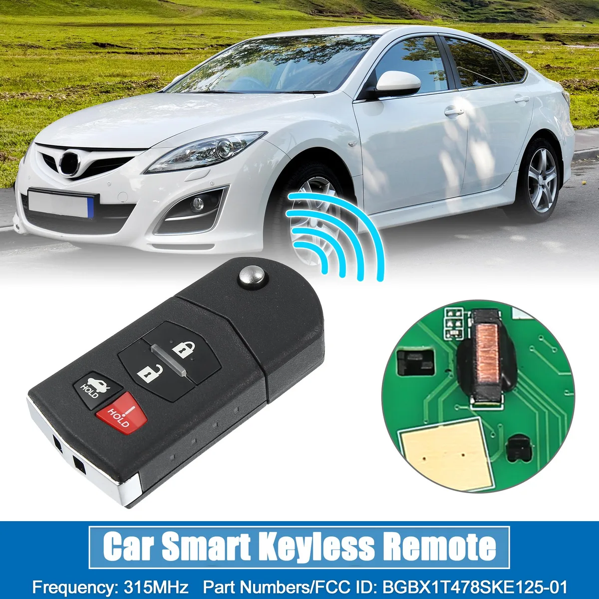 Unique-Bargains Unique-Bargains 4 Button Flip Key Fob BGBX1T478SKE125-01 315MHz Chip 63 80 — product photo