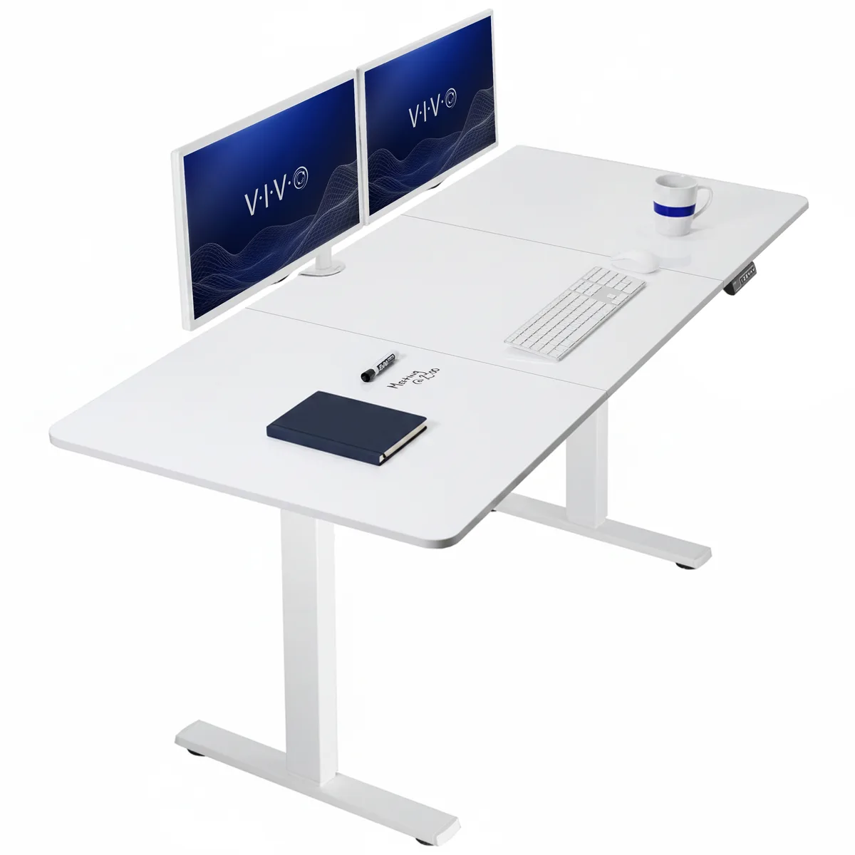 VIVO VIVO Electric 71 x 30 Stand Up Desk White Dry Erase Top White Frame office furniture — product photo