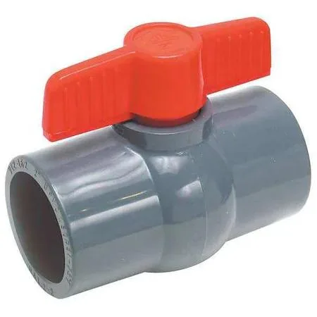 White PVC inline ball valve with tee handle