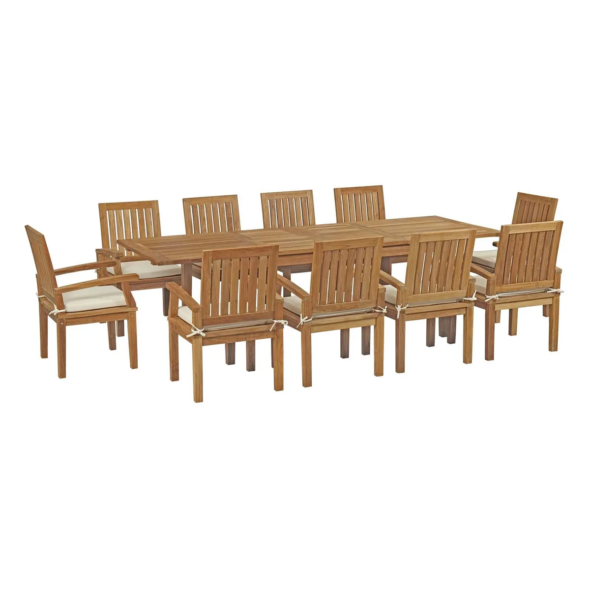 Modway Furniture Modway Furniture Marina 11 Piece Outdoor Teak Dining Set Natural White — product photo