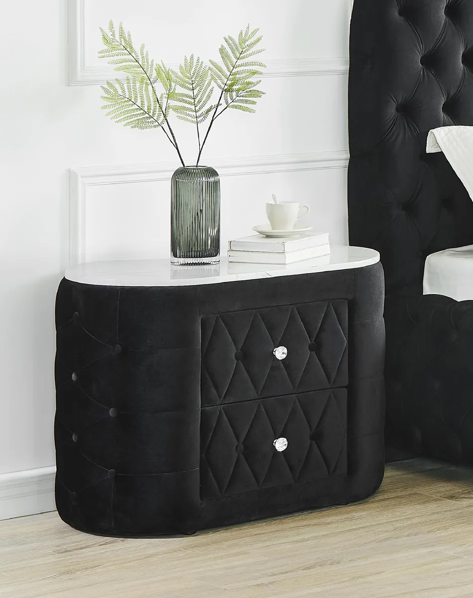 tuphen tuphen Oval Faux Marble Nightstand 2-Drawer Black 31.0x19.0x24.3 — product photo