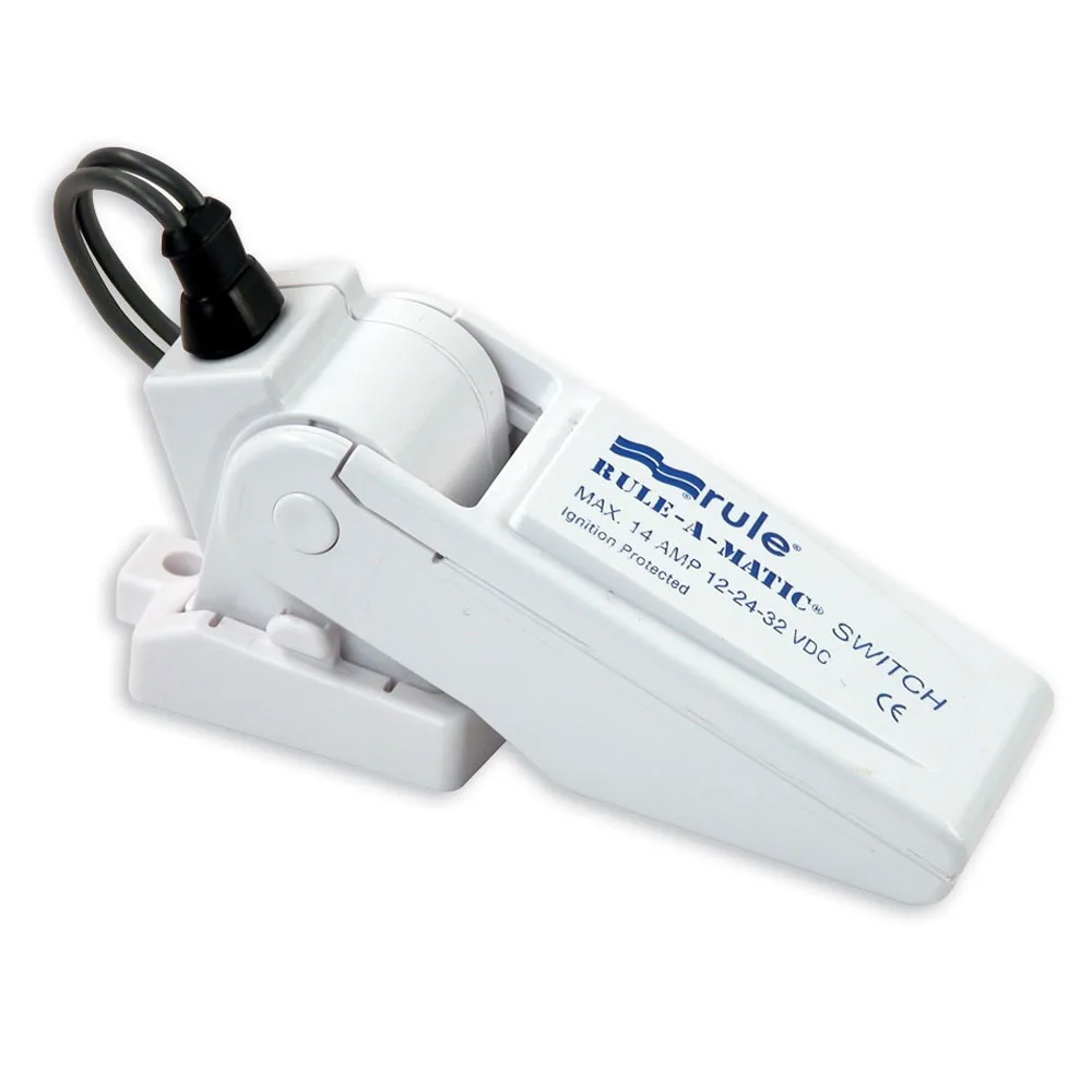White cylindrical float switch with detachable base and marine wire