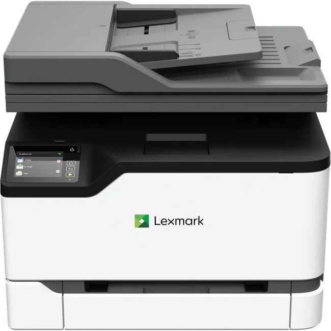 Lexmark CX331adwe colour laser printer, white desktop unit with control panel and output tray