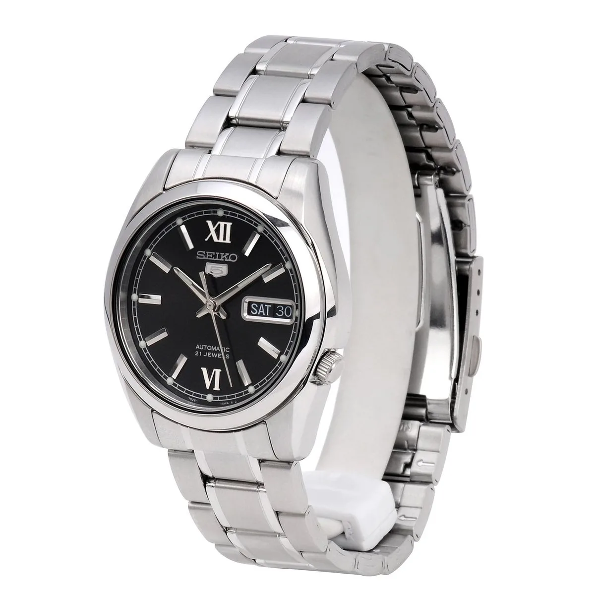 Seiko Seiko 5 SNKL55K1 Automatic Watch 38mm Black Dial Stainless Steel — product photo