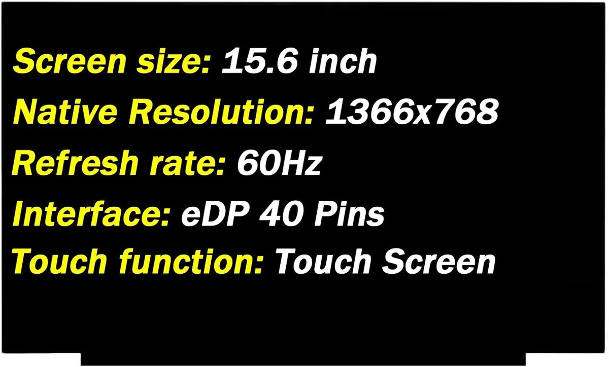 NUOLAISUN NUOLAISUN NT156WHM-T03 V8.0 V8.1 15.6" 1366x768 40-Pin 60Hz Touch Screen — product photo