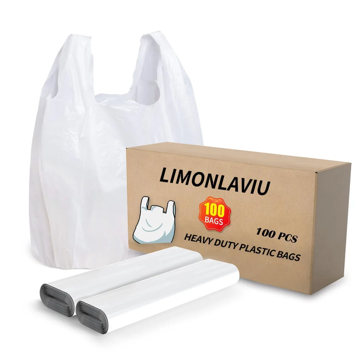 LimonLaviu WT103 Plastic Bags 100 Pack 11.5" x 6.5" x 21" 13 mic — product photo