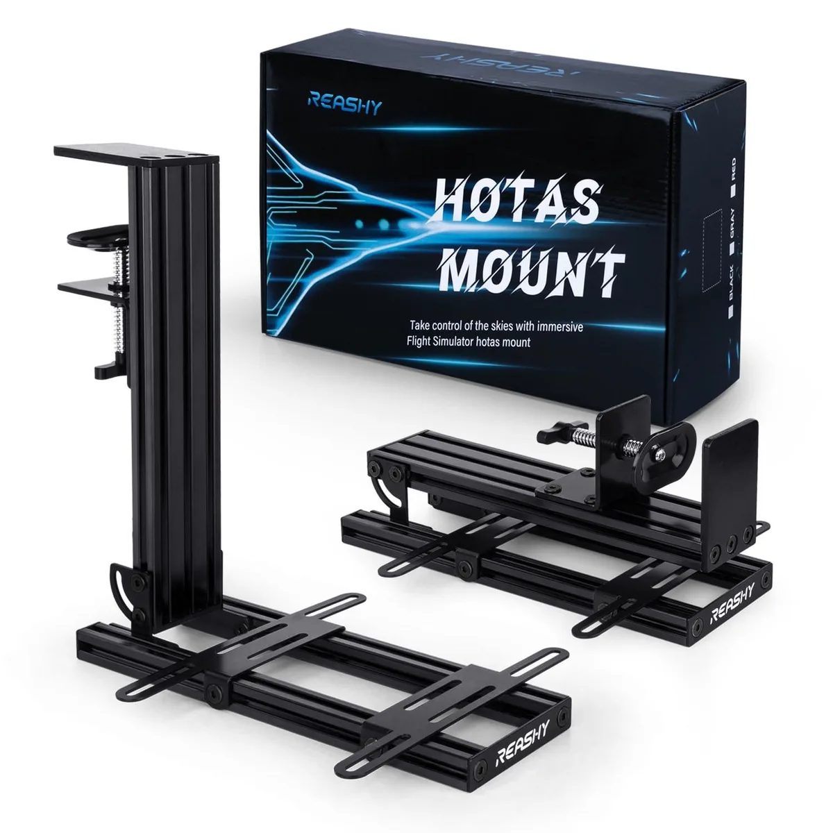 BFKK BFKK Hotas Mount Joystick Mount Aluminum Flight Stick Desk Mount (Black) — product photo
