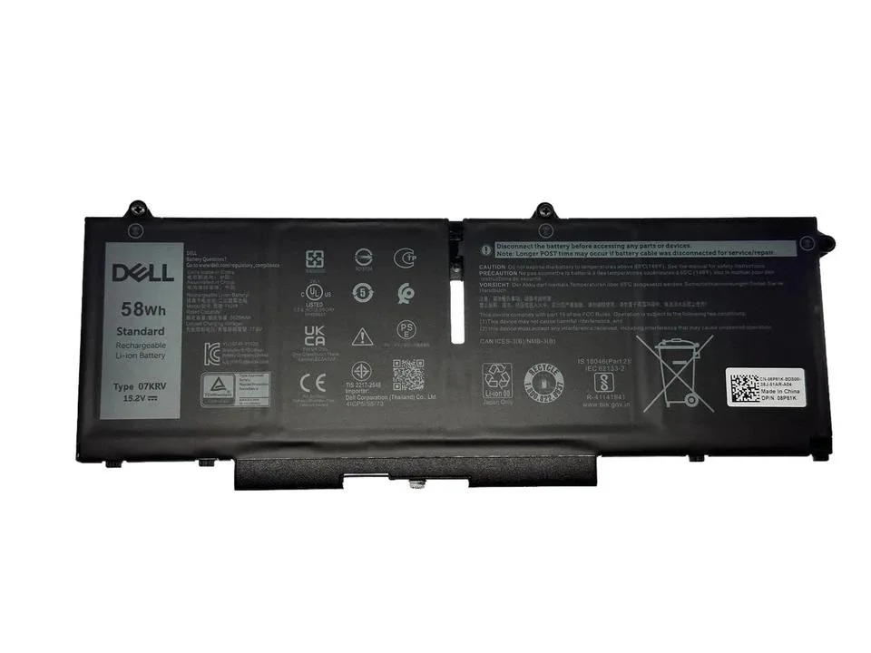 Black rectangular lithium-ion laptop battery, 58WH 15.2V