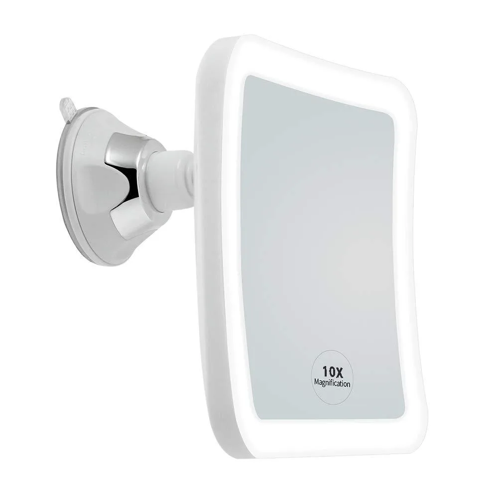 JiBen m007sq10x 10X Magnifying LED Bath Mirror White 25 in 14 LED 360° Arm — product photo
