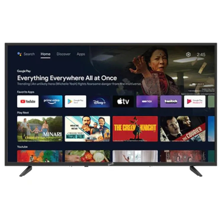 Black 43-inch flat-screen LED TV on a stand
