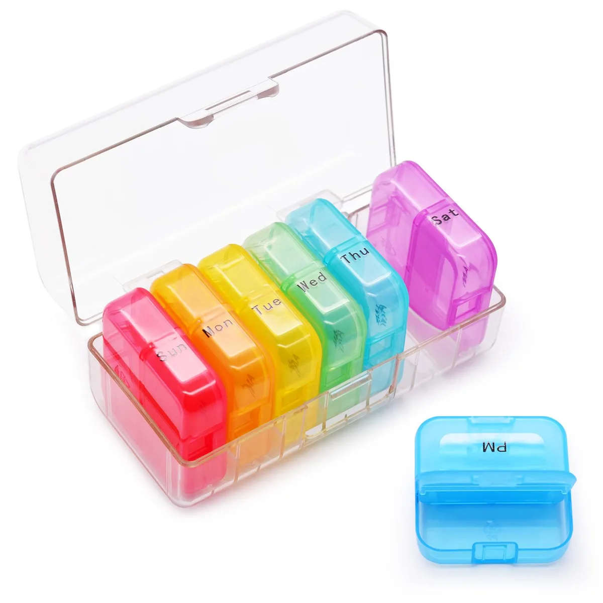 GREENCYCLE GREENCYCLE Weekly 7 Day AM PM Pill Organizer Clear Box — product photo