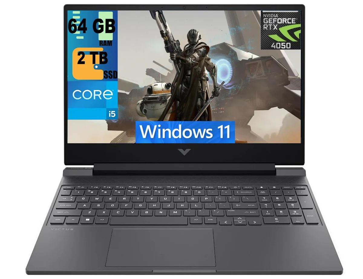 HP HP Victus 15 Raider gaming laptop 64GB DDR4 2TB PCIe SSD RTX 4050 i5-13420H 15.6" FHD 144Hz — product photo