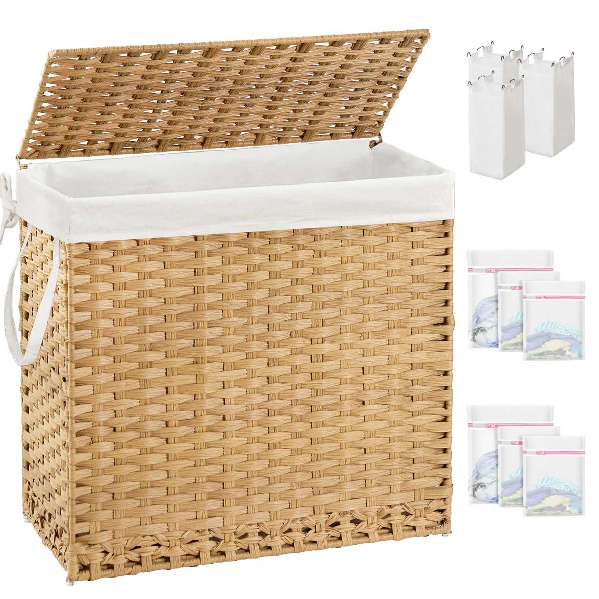 SETVSON Laundry Tub 132 L 26×13×24 in PE Rattan Natural — product photo