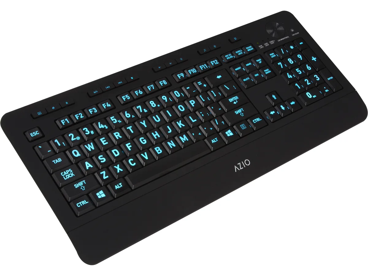 AZIO AZIO KB506 wired backlit keyboard with large-print keys — product photo