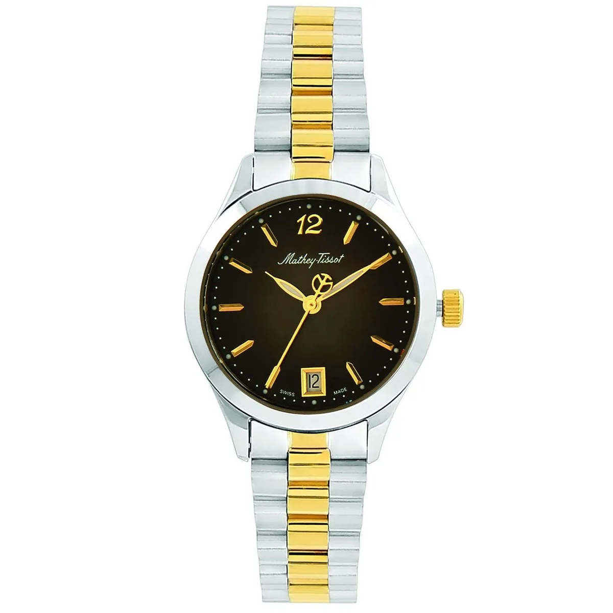 Stainless steel watch with black dial and bracelet