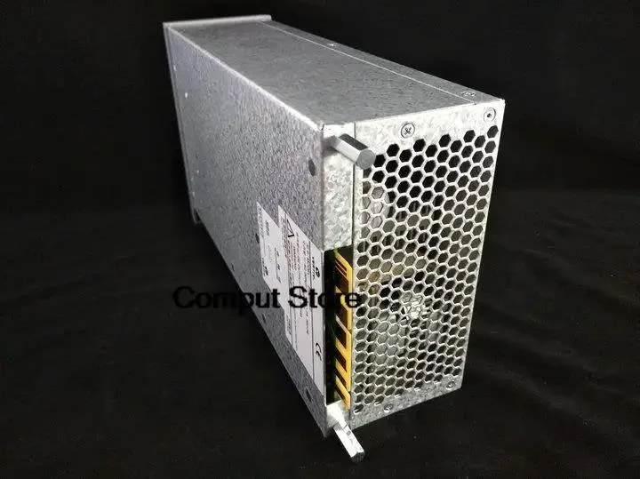 Rectangular ATX power supply unit with metal casing and ventilation grille
