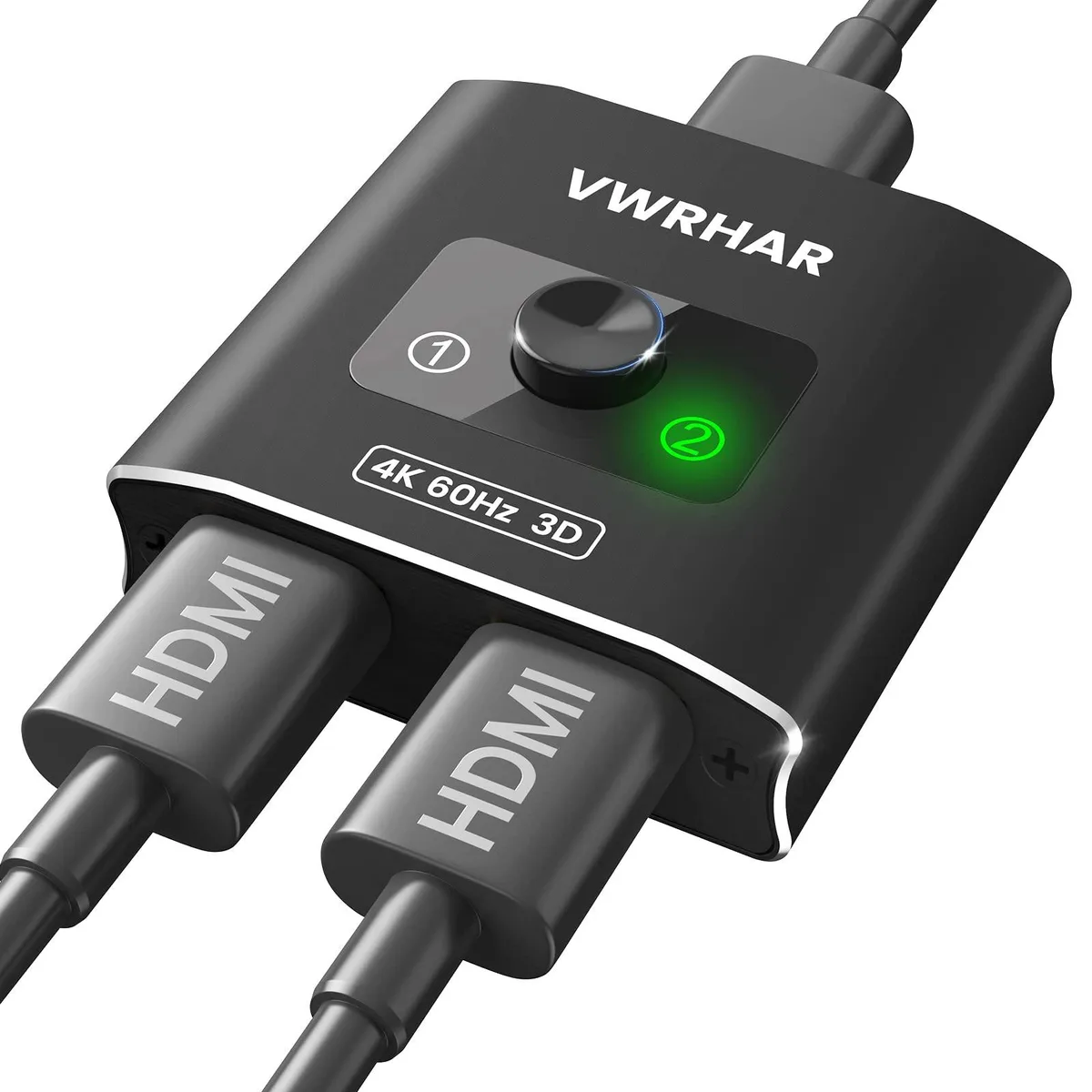  AVer HW002 Bi-Directional HDMI Switch Splitter 4K@60Hz 2x1 1x2 Aluminum — product photo