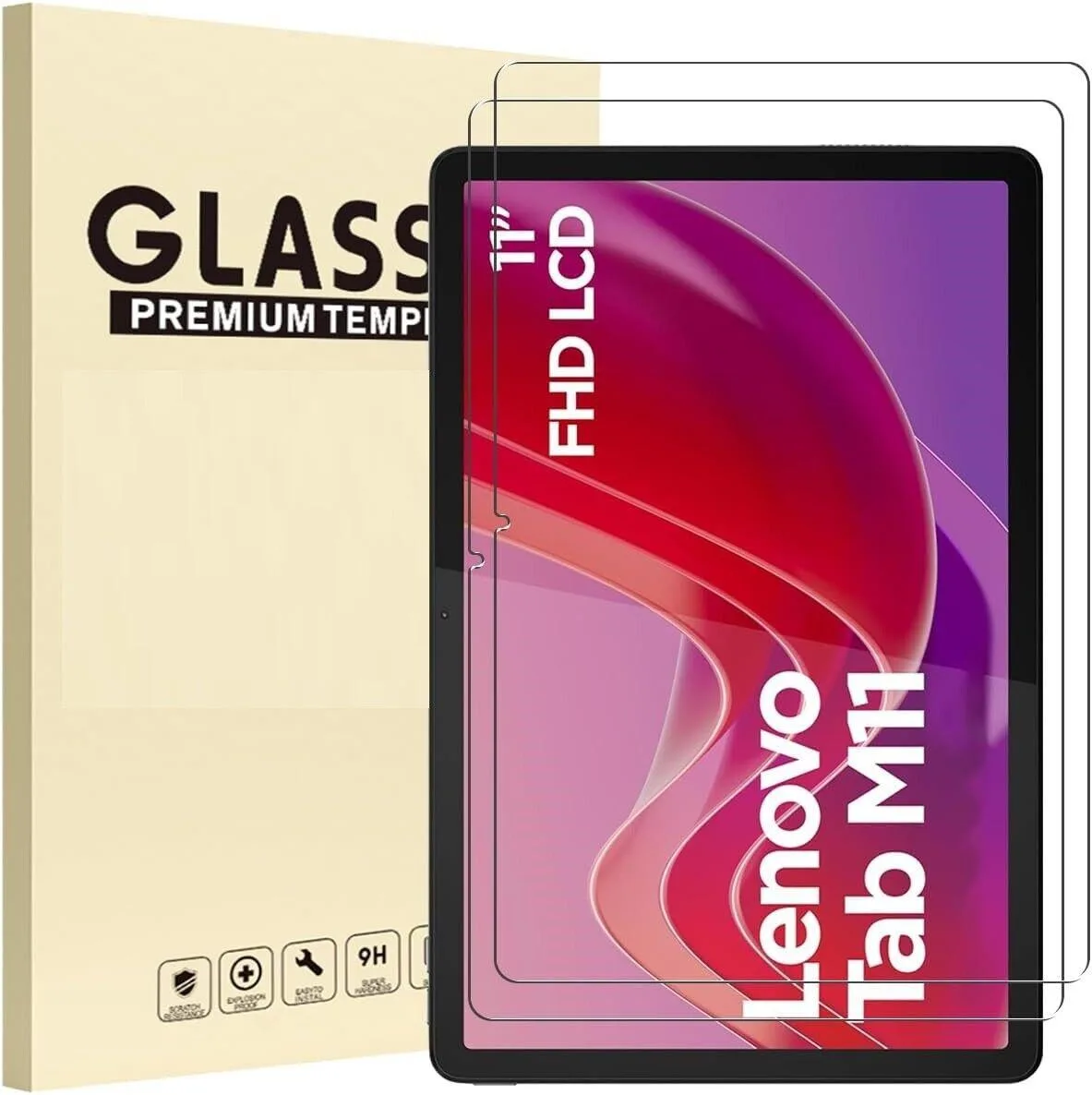 Two clear tempered glass screen protectors for 11 inch Lenovo Tab M11