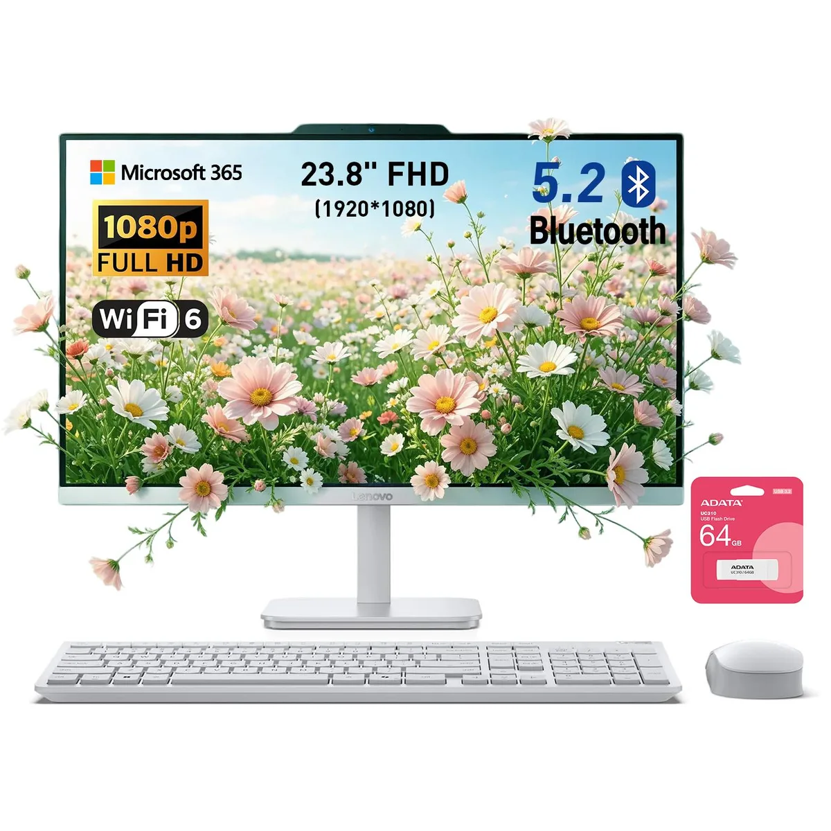 Lenovo Lenovo A100 All-in-One Desktop PC 23.8" FHD i3-N305 16GB 1TB White — product photo
