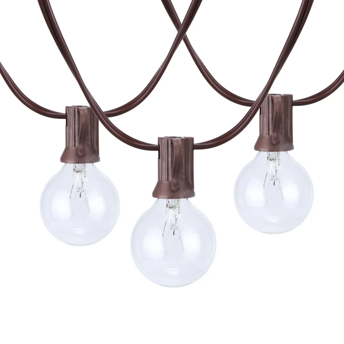 None Continuous None Continuous 20-Count G40 Clear Glass Globe String Lights 18.7 ft Brown Wire — product photo