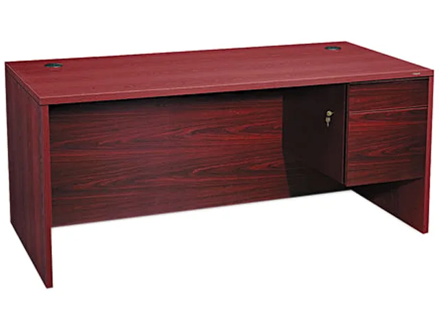 HON HON 10583RNN 10500 Series Right 3/4 Pedestal Desk 66x30 Mahogany office furniture — product photo
