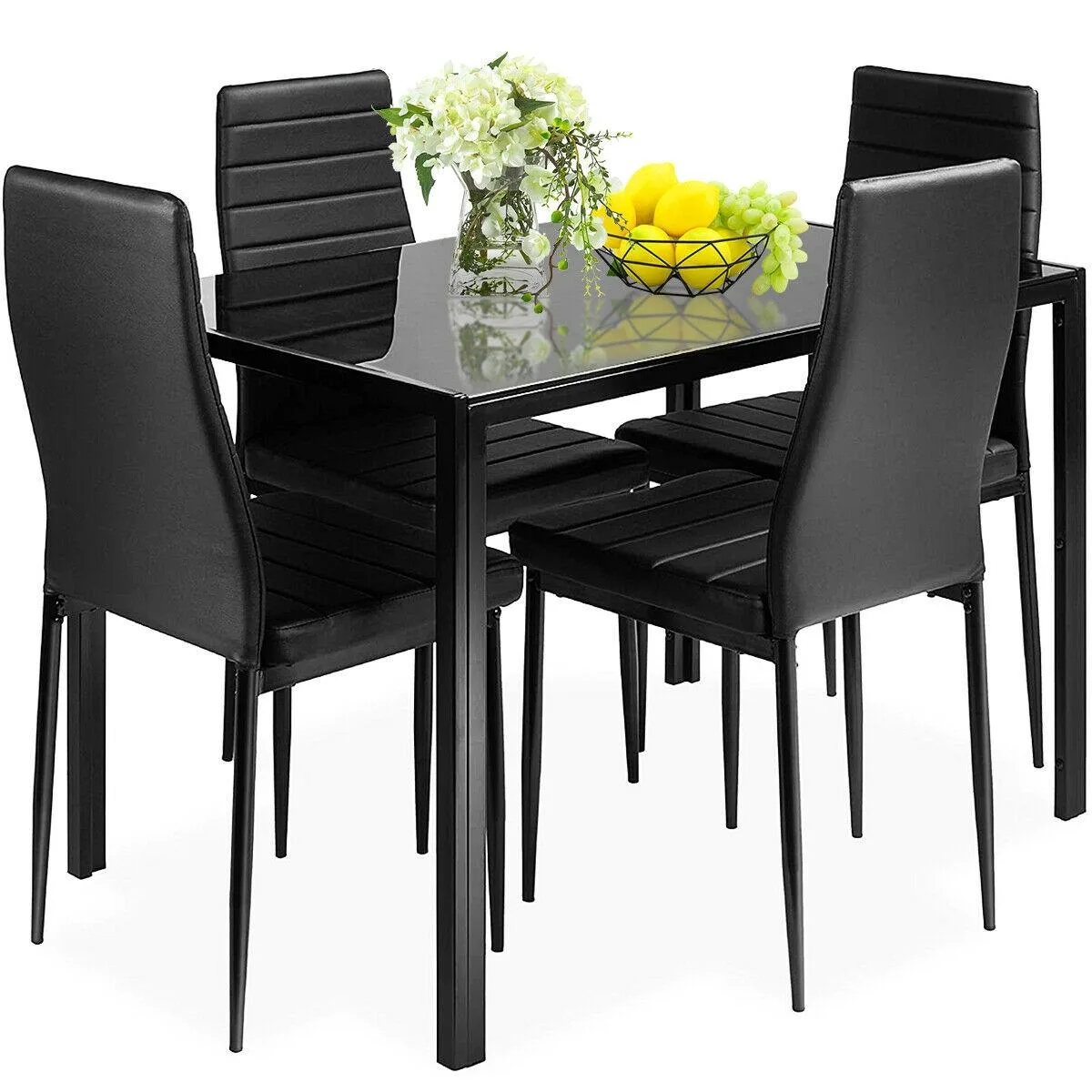 SlickBlue SlickBlue 5-Piece Dining Set 47.5" Table 20.5" Chairs Black — product photo