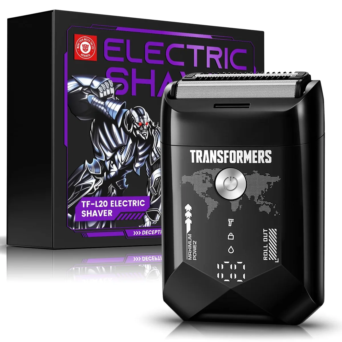 Black foil shaver with two floating blades and LED display
