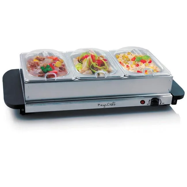 MegaChef MegaChef MC-9003B warming tray 3 sectional trays — product photo