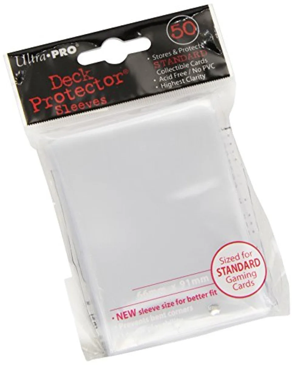 Clear rectangular card sleeves in a 50-count pack