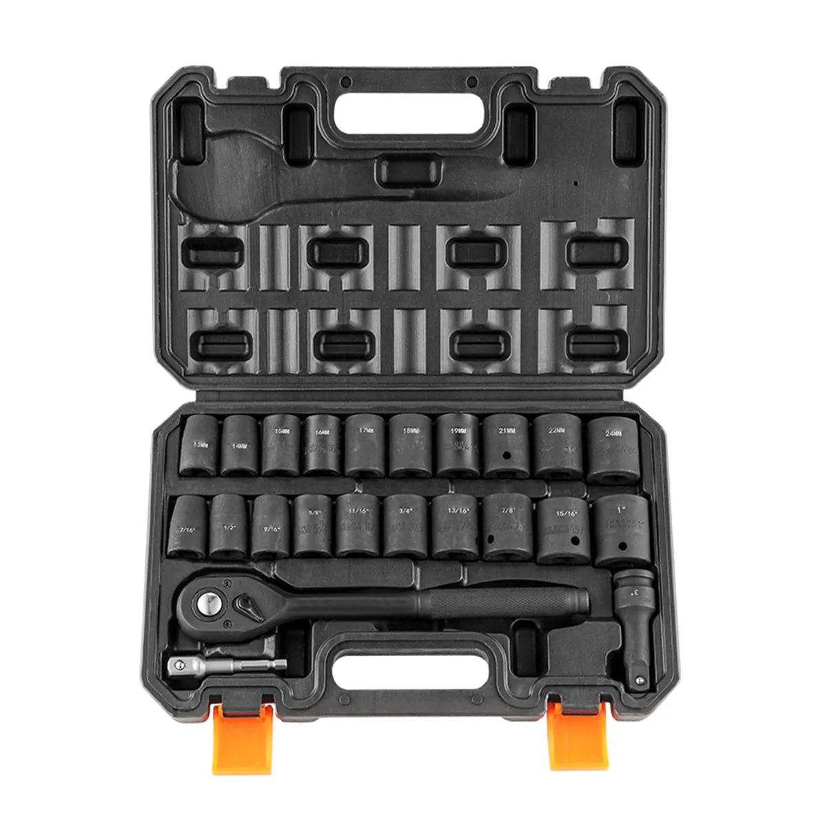 VEVOR VEVOR Impact Socket Set 23 Piece 1/2" Drive SAE Metric Cr-V Steel 72T Ratchet Case — product photo