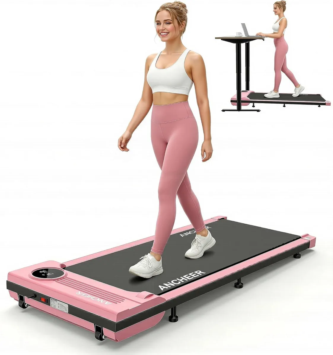 TAURKENAM TAURKENAM Pink Walking Pad Treadmill 2.5 HP 300 lbs — product photo