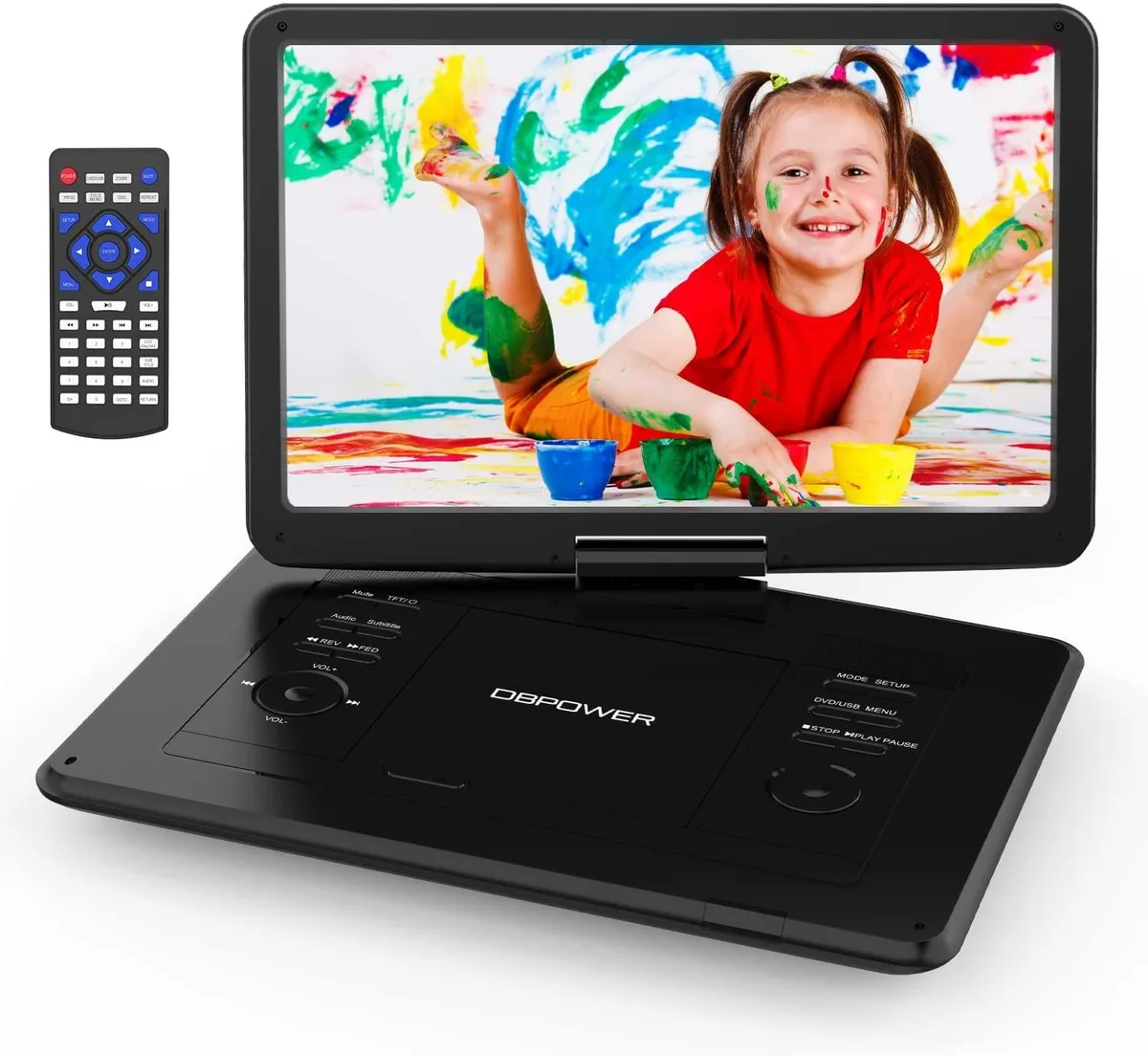 DBPOWER DBPOWER 17.9" Portable DVD Player 15.6" HD Swivel Screen 5000mAh Battery Black — product photo