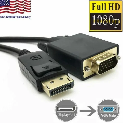 NShi NShi DisplayPort Male to VGA Male Cable 6 ft 1920x1080 60 Hz — product photo