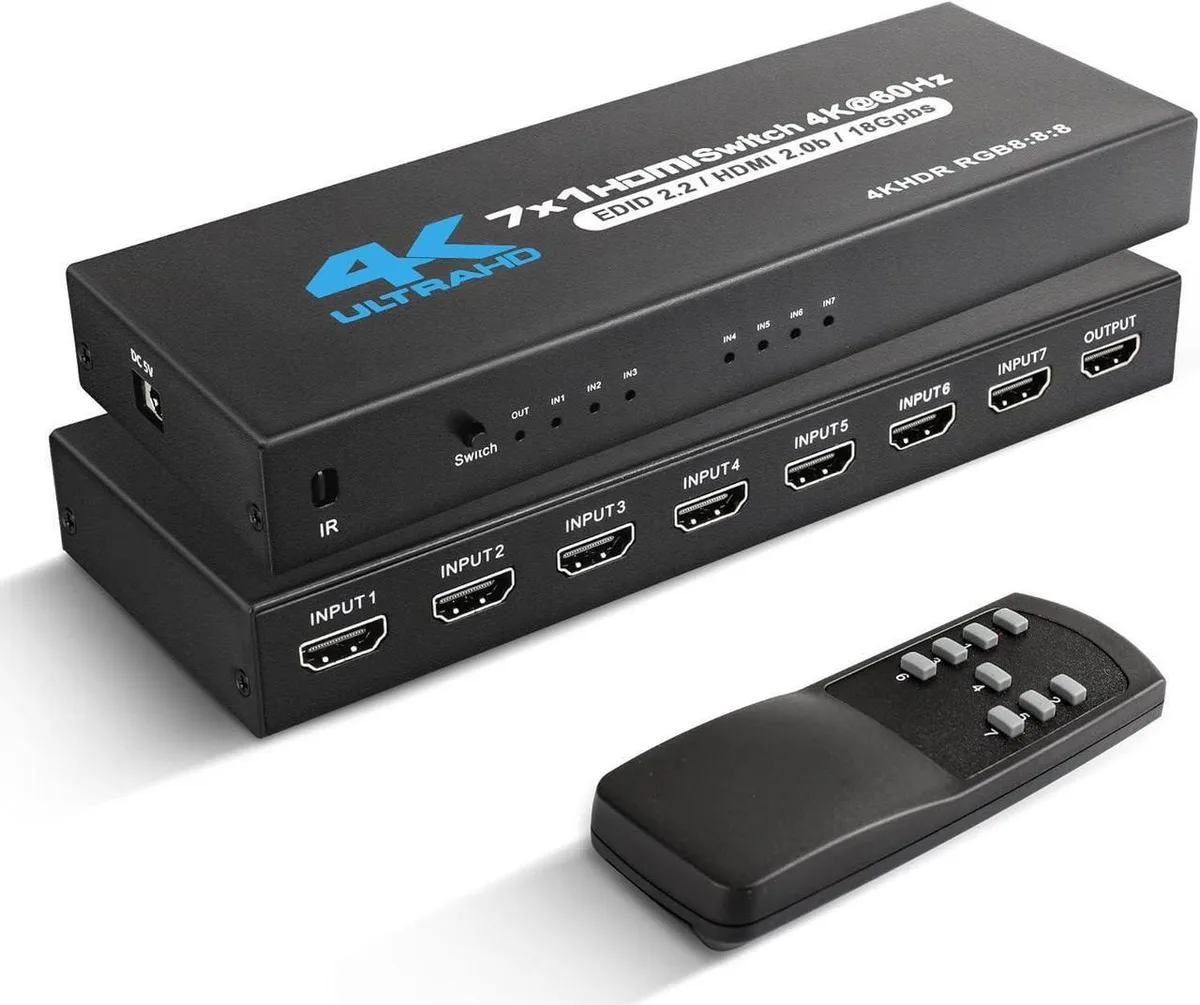 Aomoproing Aomoproing 4K HDMI Switch 7x1 7-Port 4K@60Hz IR Remote — product photo
