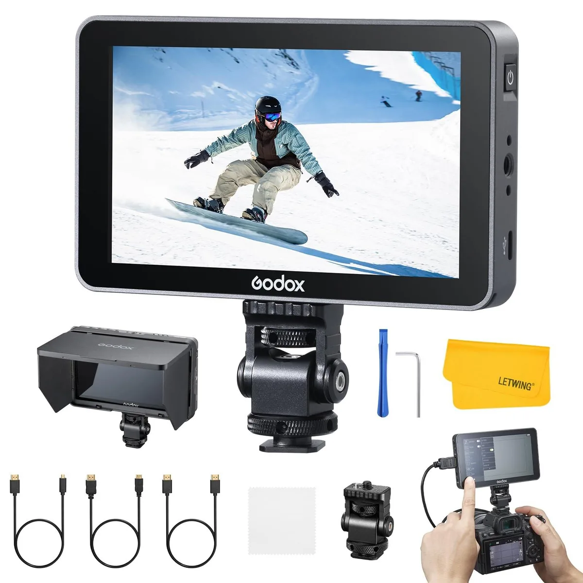 Godox Photo Equipment Co. Ltd Godox Photo Equipment Co. Ltd GM6S Pro 5.5inch 2000nit 2 in 1 accessory — product photo
